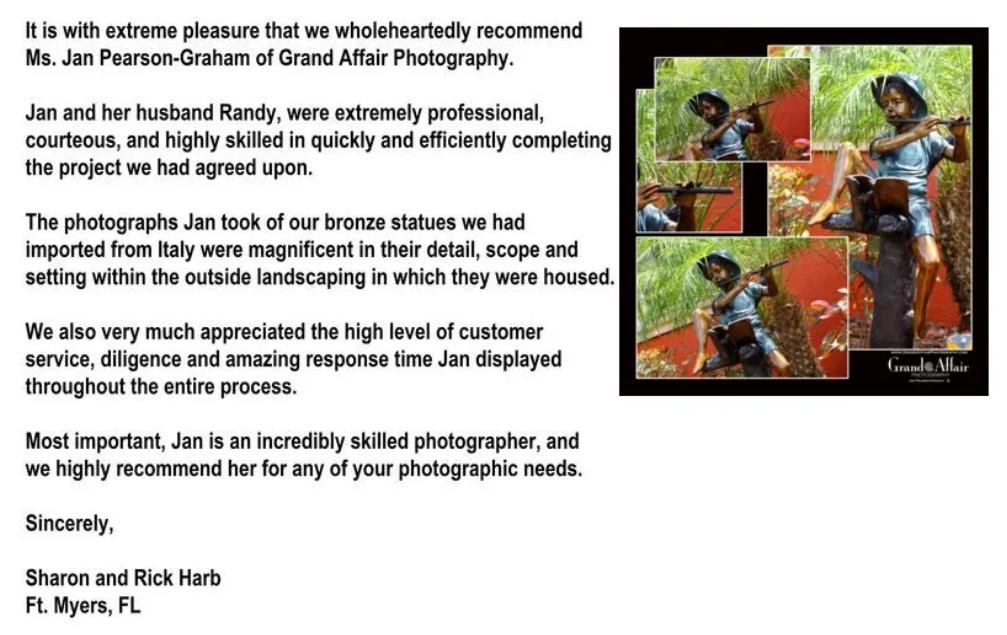 Bronze statue photography collage by Grand Affair Photography for Sharon and Rick Harb